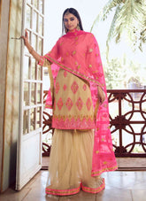 Beige Soft Net sharara suits online